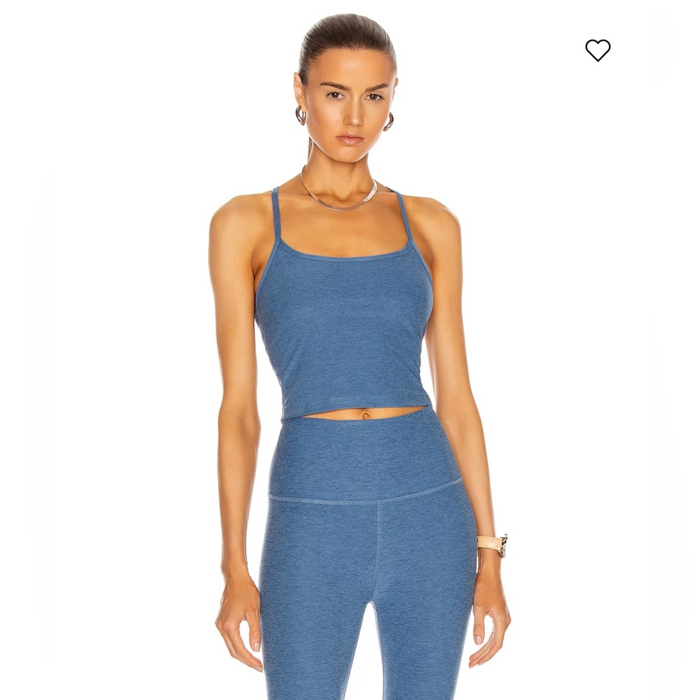 NWT Beyond Yoga Set Washed Denim Set: Slim Racerback Tank + Midi Leggings - Picture 3 of 11